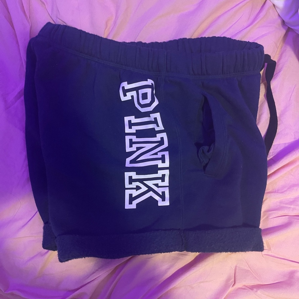 PINK navy blue sweat shorts